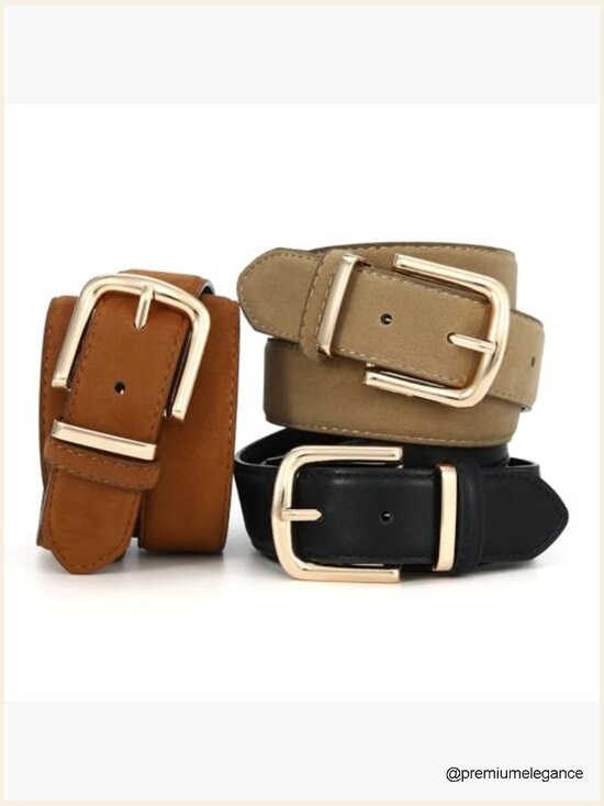 Chunky Waist Belt with Gold Buckle for Jeans Dresses main image 3